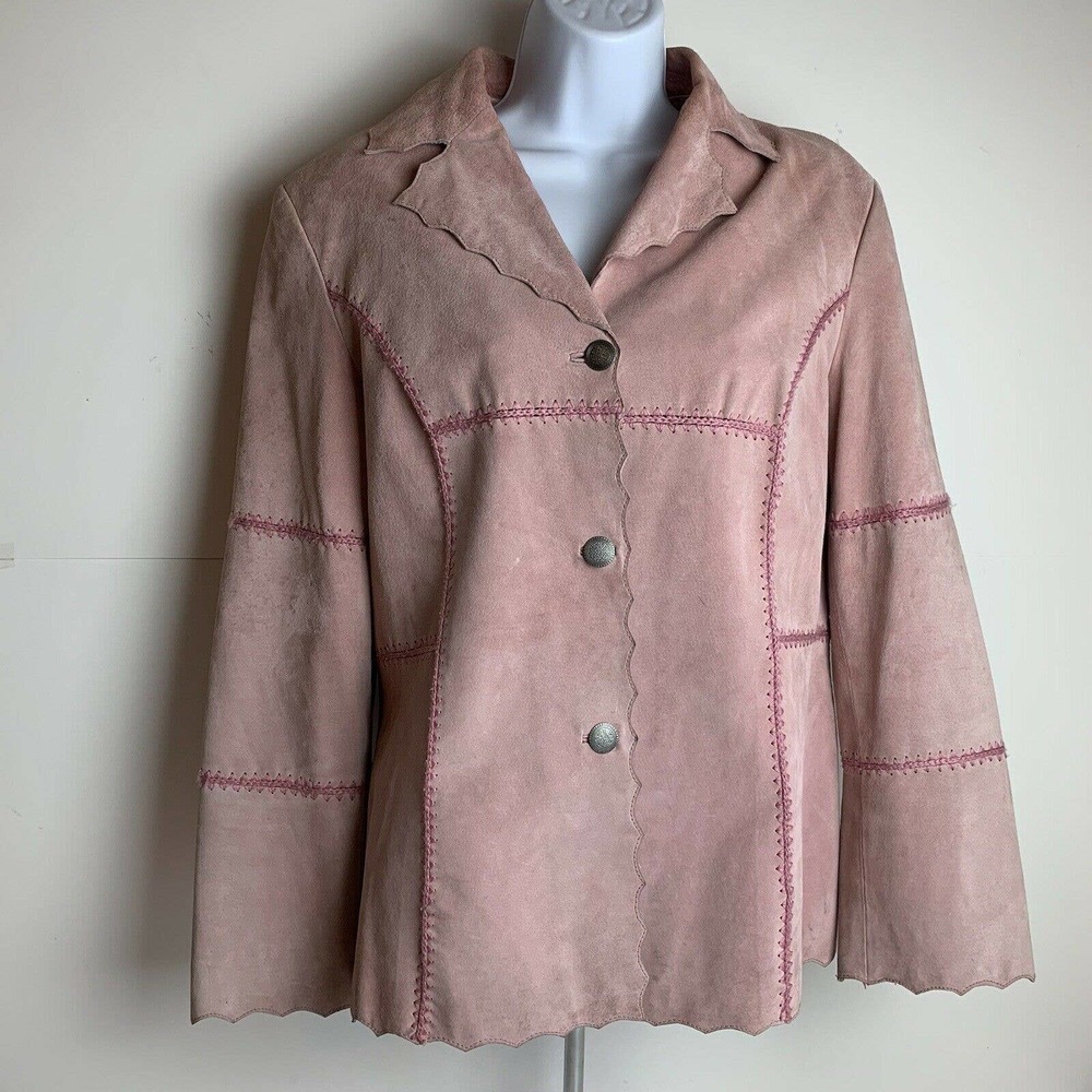 Wilsons Leather Pink Button Front Jacket